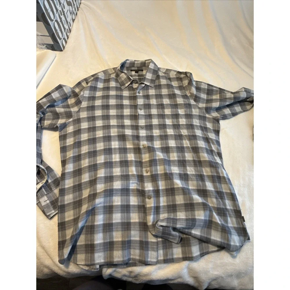John Varvatos‎ USA Shirt Lot 3 Mens XXL Plaid Floral Button Front 26 P2P